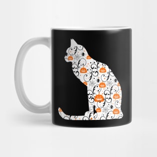 Halloween White Cat With Pumpkin Mug